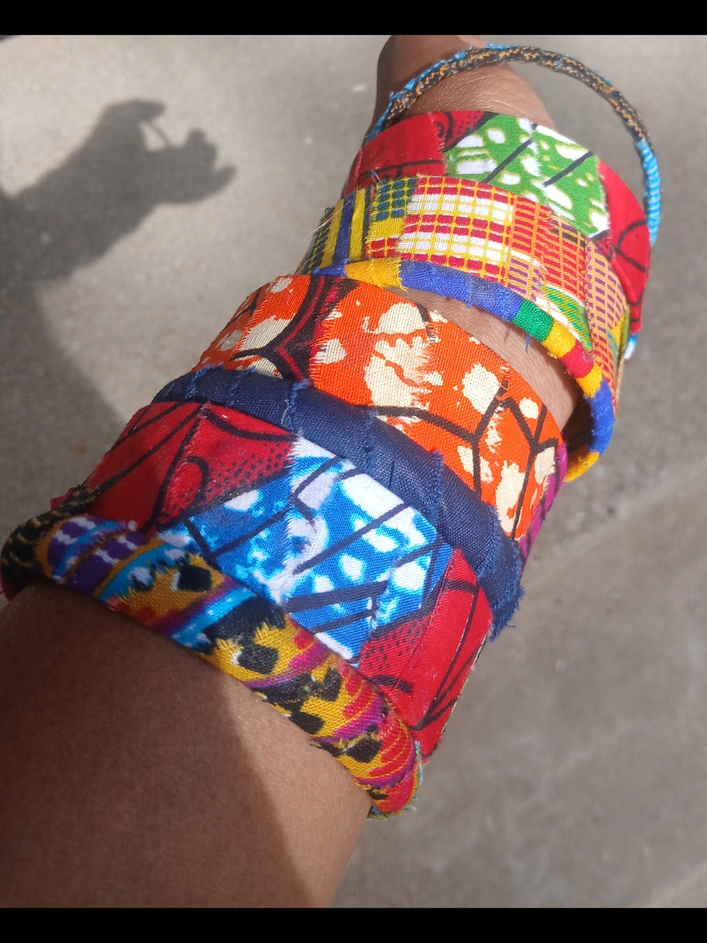 Colorful African Print Fabric Bangle Bracelet Set Of 8